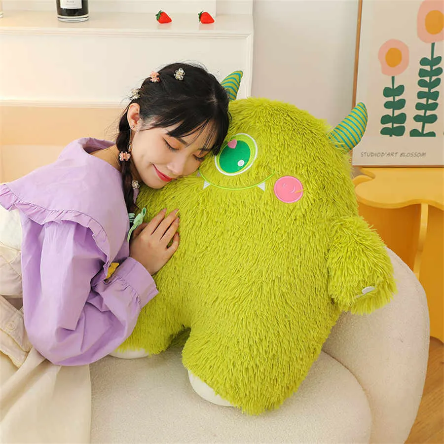 45cm Stuffed Animals little monster plush toy figure cartoon big eye monster long hair pillow