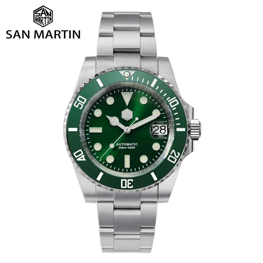 Relojes de pulsera San Martin Reloj para hombres 40.5 mm Luxury Diver Water Ghost V3 NH35 Automático Mecánico Zafiro Espejo 200 m Impermeable BGW-9 Luminoso 230419