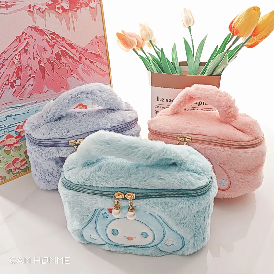 3 colori Ragazze Fuzzy Cosmetics Borsa con cerniera Ragazza KawaiiPrincess Accessori borse grande capacità