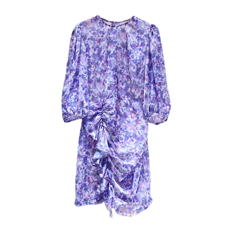 Casual Dresses Maje Fitted Dress Pleated Floral Dress For Women Du - Main Image