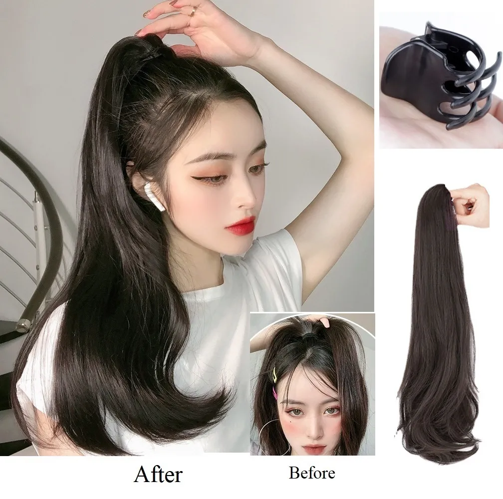 Wholesale Natual Soft Synthetic Ponytail Clip In Extensions 18