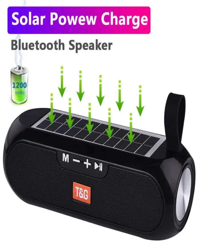 TG182 Solarladdning Bluetooth -högtalare Portable Column Wireless Stereo Music Box Högtalare Sport utomhus Waterproof Speakers Bas1122065