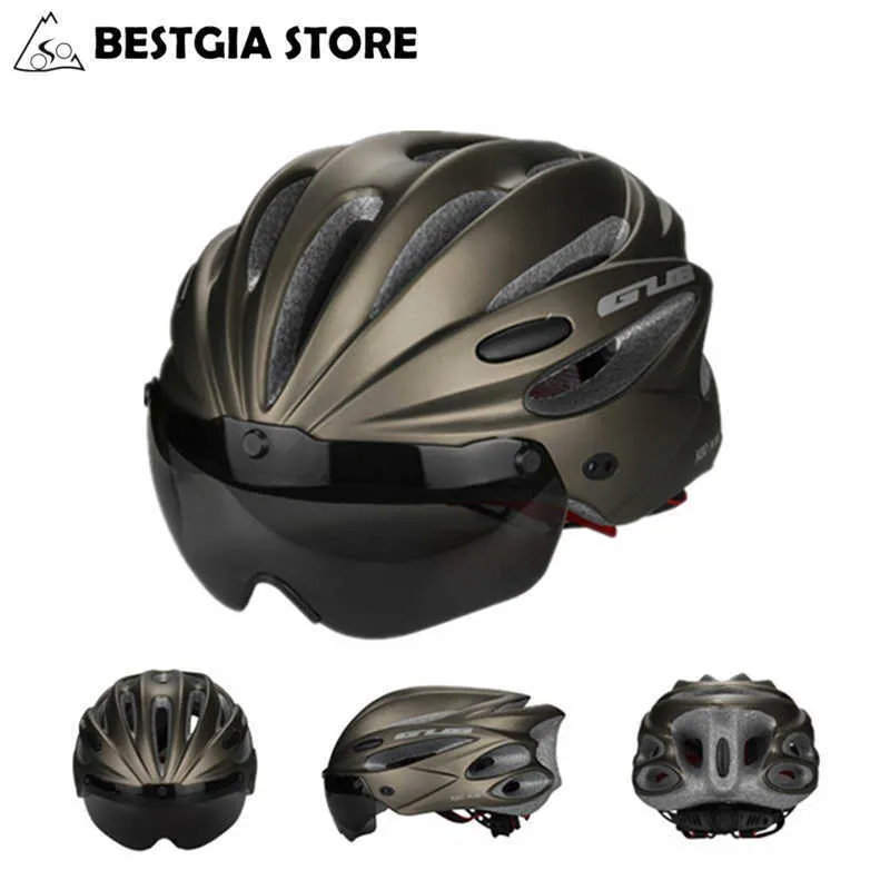 サイクリングヘルメットGUB高密度EPSゴーグル付きサイクリングヘルメットMTBマウンテン自転車スポーツヘルメットバイクブリムカスコカスコスシクリスモP230419