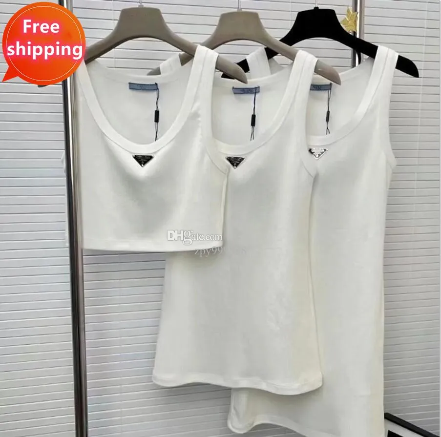 Femmes d'été Top à trois tailles de luxe de luxe Femmes Coton Vier T-shirt Top Triangle Vest Classic White White Sans sans manches