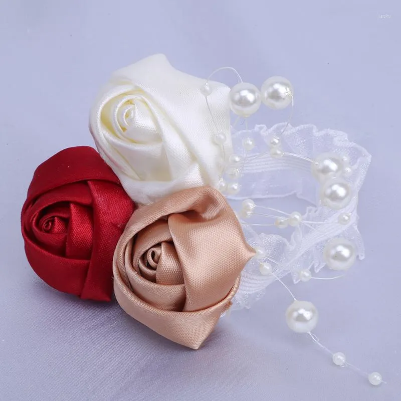 Decorative Flowers 2023 Promotion Bride Wrist Flower Ladies Wristband Elastic Bracelet DIY Wedding Dress Accessories SW049Z