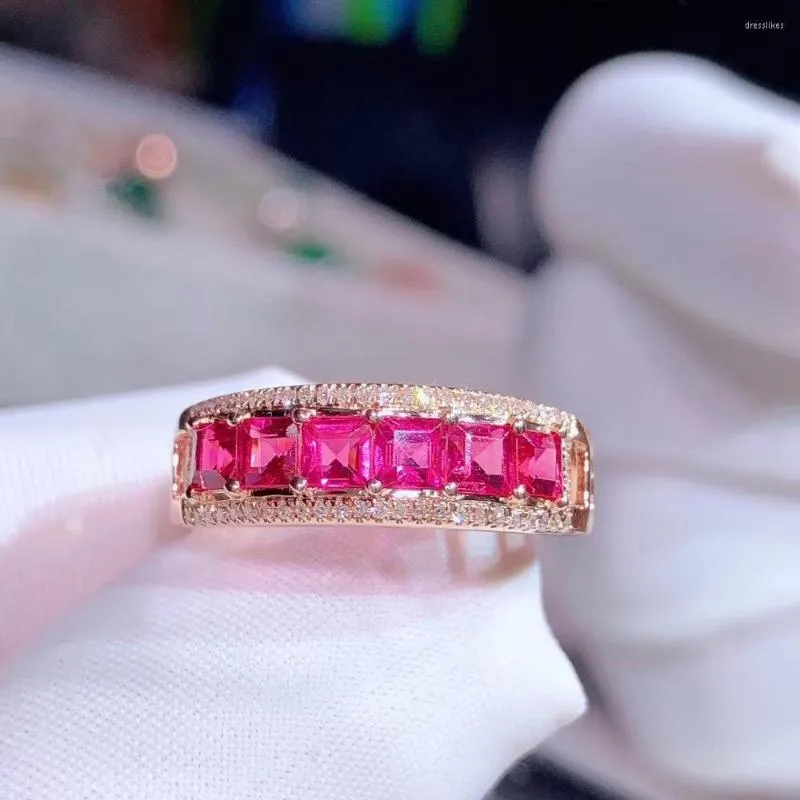 Кластерные кольца H731 Spinel Ring Fine Jewelry Real 18k Gold Au750 Natural Gemstones 1.35ct Diamonds Женский юбилей подарок