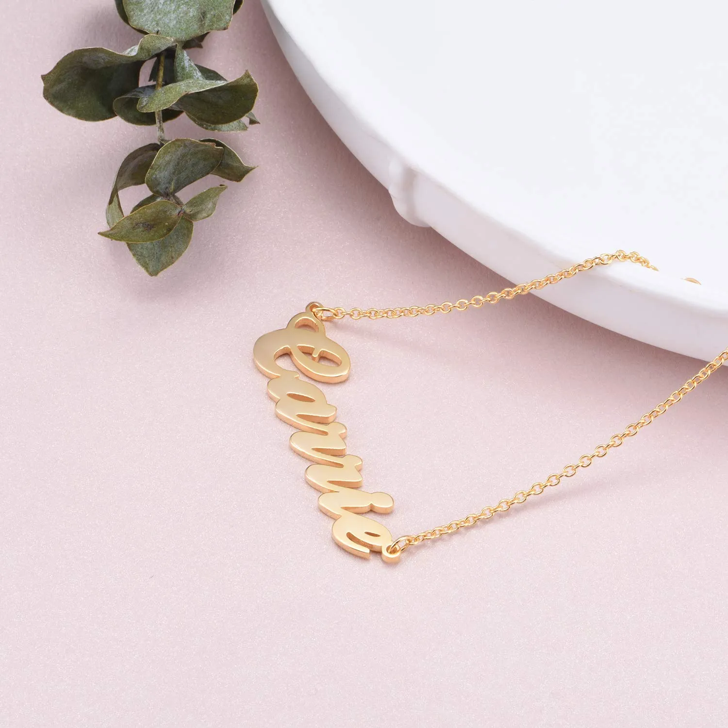Bracelet Ou Cheville Personnalisé Nom Plaqué Or Rose S925 – Gravure Jusqu'à 8 Lettres + Pierre De Naissance
