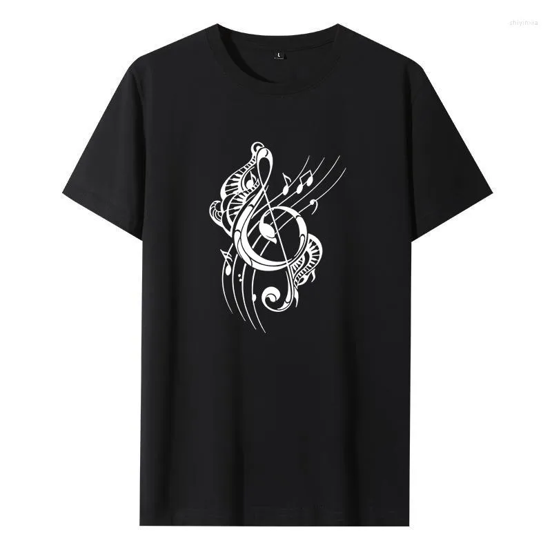 メンズTシャツファッションミュージックノートシルエットシャツメンサマーカジュアル半袖コットン高品質の男性Tシャツ