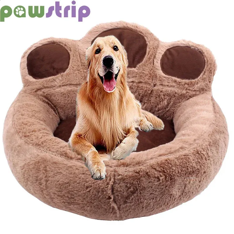 kennels pens Pet Dog Cat Warm Bed Winter Plush Soft Beds For Dogs Nest Cute Paw Shape Kennel Puppy Sofa Accessories 231118