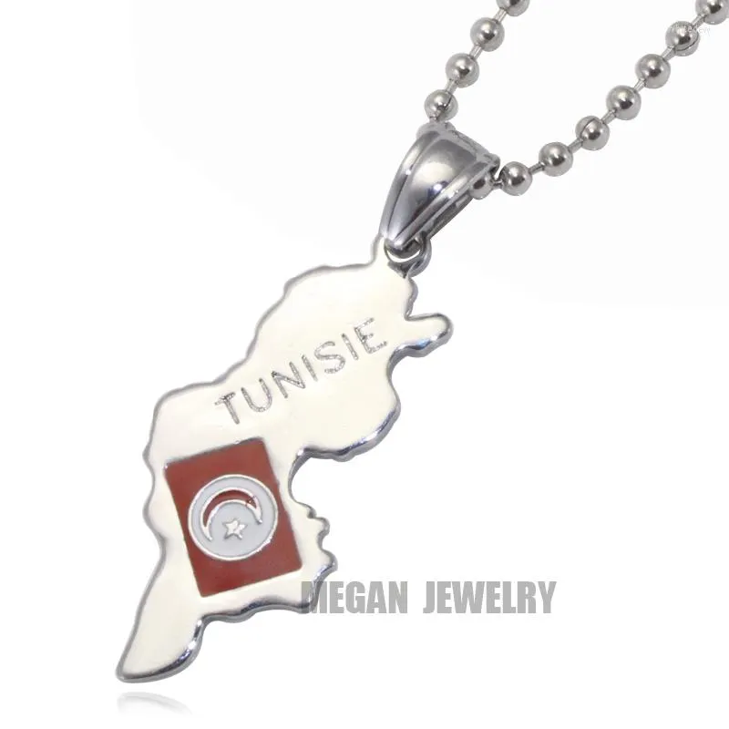 Colliers pendants Tunisie Carte National Flag Collier Country Bijoux