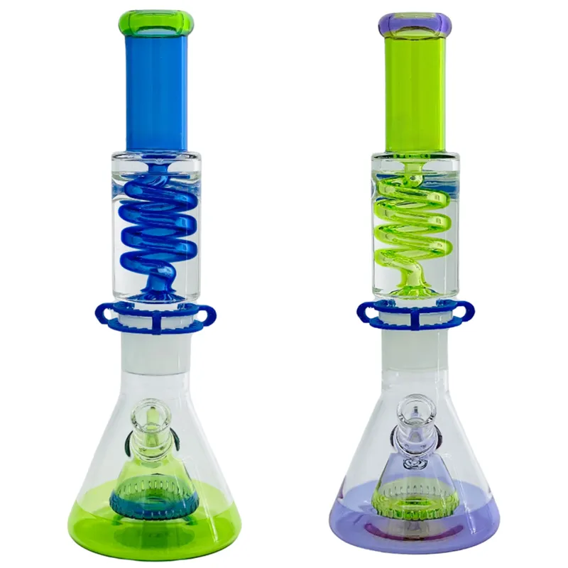 Vintage Premium Glass Bong Water Hookah Pyramid beker Freeïtable Coil 14inch Originele glazen fabriek kan een klantlogo plaatsen door DHL UPS CNE