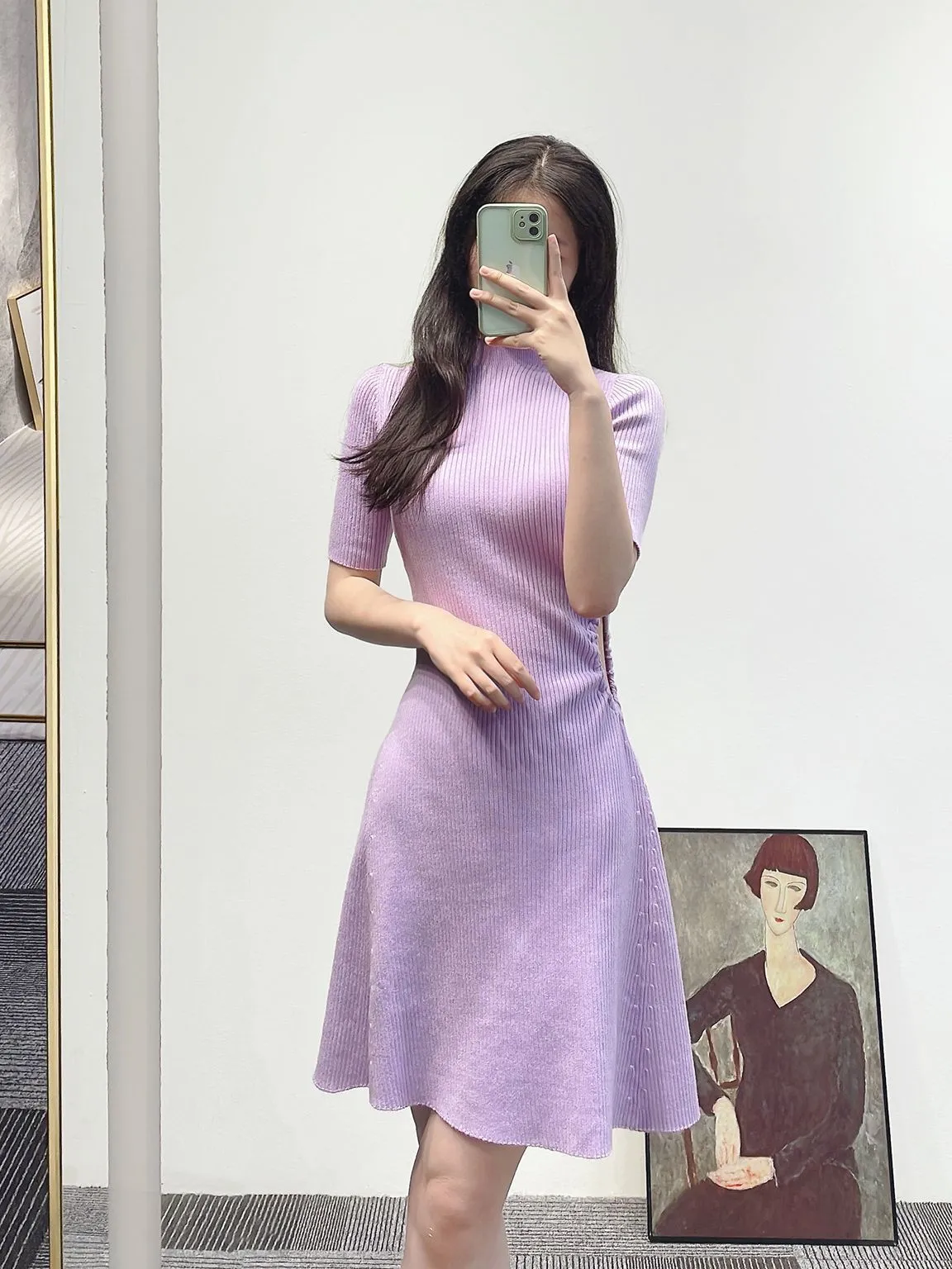 Maje Casual Dresses Fitted Purple Hollow Out Dress For Women French ...