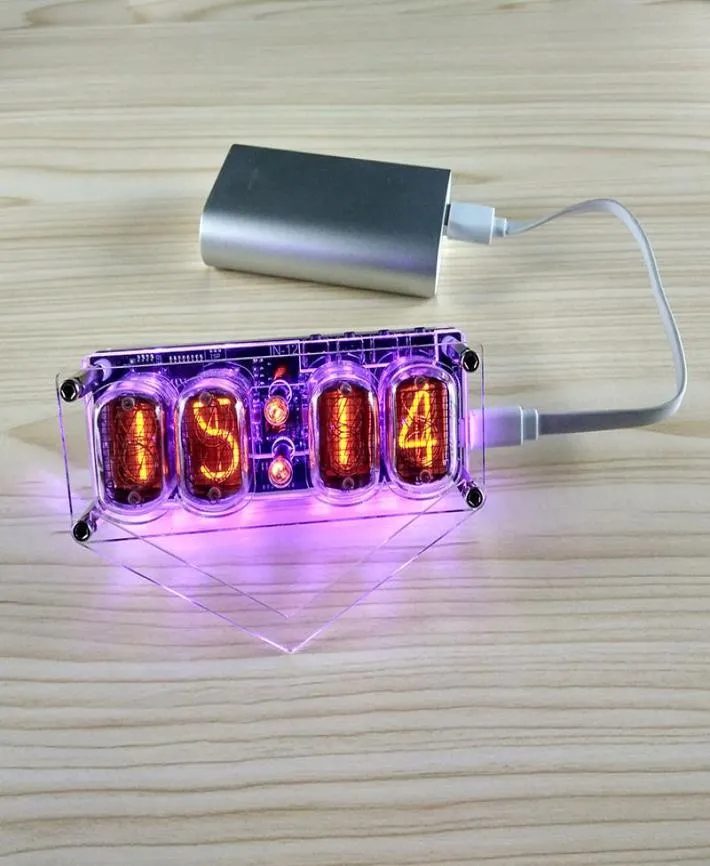 Horloges de Table de bureau IN12, Tube lumineux 4 bits IN12, LED RGB sept couleurs DS3231 Nixie IN12B6919283