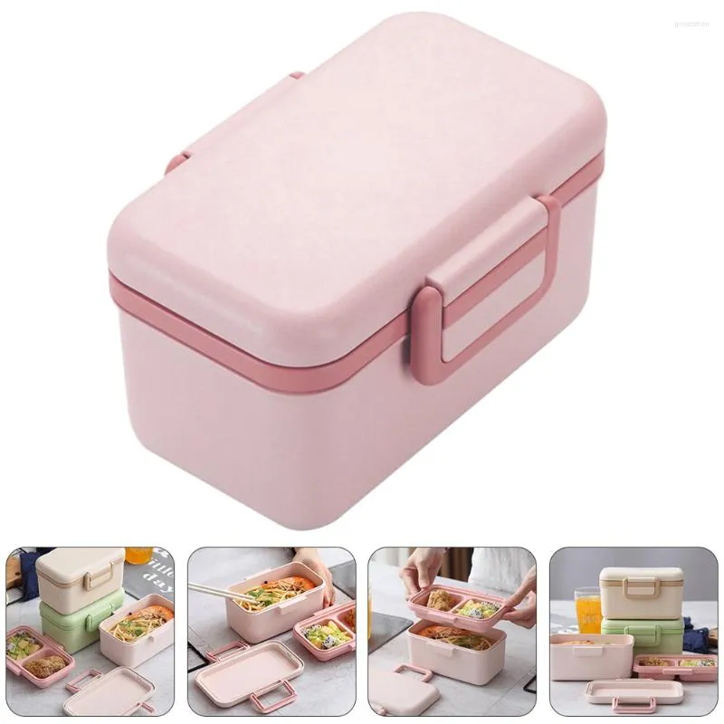 Dinyire Sets Box Bento Lunch Portable Containers Container Boxen School Square houten komkoffer Japanse opslag volwassen dipcompartimenten