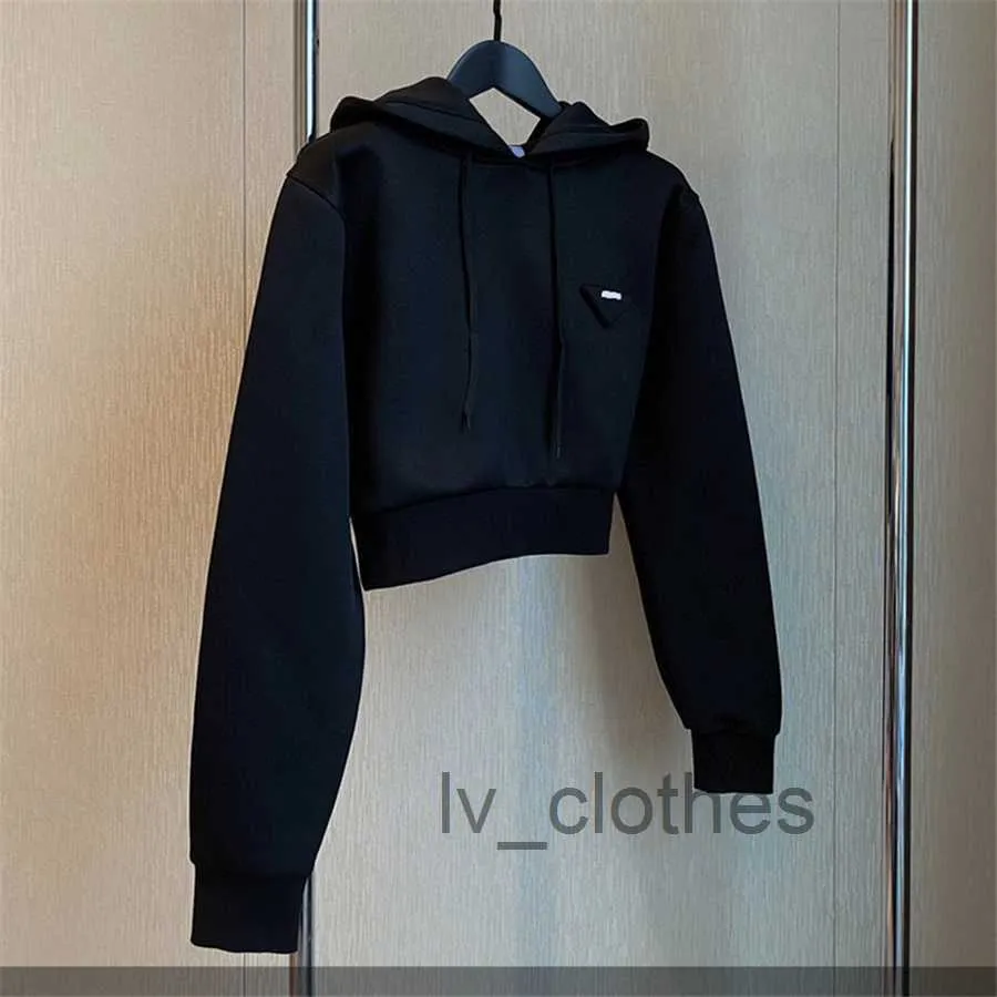 2023 Autumn/Winter Short Women's Hoodie Designer Brand Clothing Women's Casual Black Long Sleeve Sweater Sexy Party Street Clothing Women's Sweatshirt