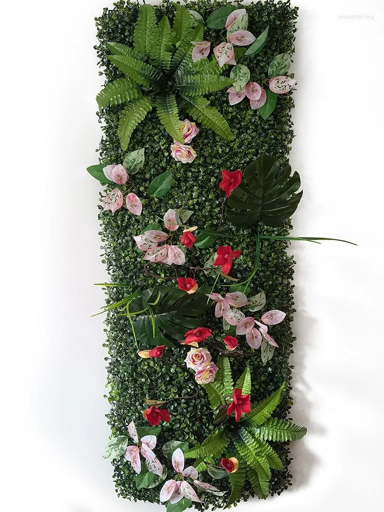 Flores decorativas Plantas artificiais painel de grama Diy Background Wall Wedding Decoration Adequado para o tapete verde do jardim interno externo