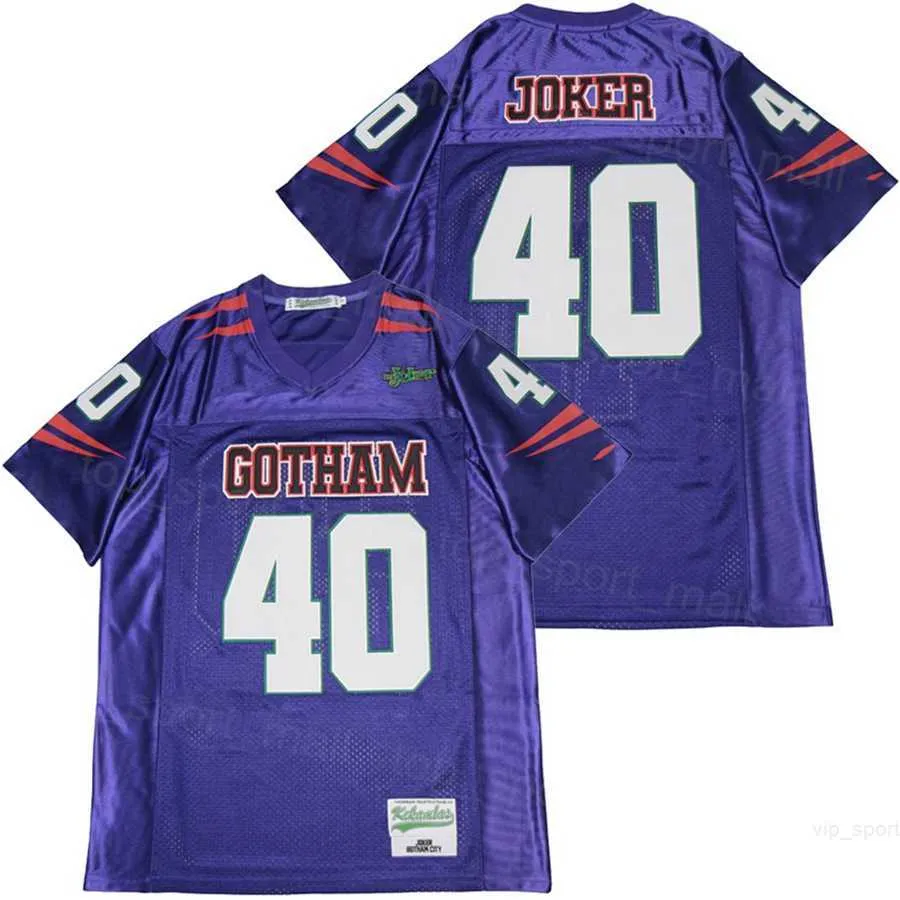 Moive 40 JOKER Football Jerseys TV Show Gotham Rogues Gallery Breathable For Sport Fans All Stitched Pure Cotton Team Color Purple University High School Pullover