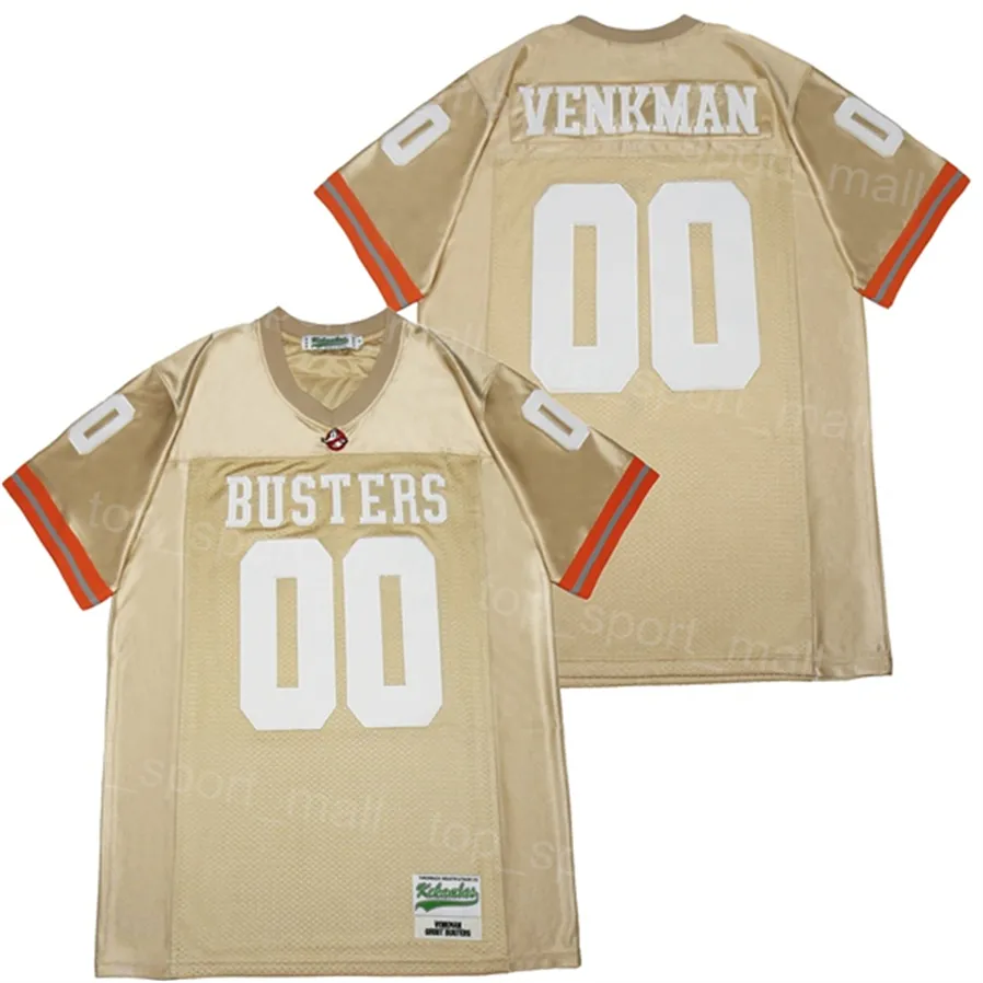 고등학교 축구 00 Peter Venkman Jersey Ghost Moive 스포츠 팬을위한 유령 Moive 팀 컬러 브라운 봉제 및 스티치 통기성 순수 면화 대학 풀오버 남성