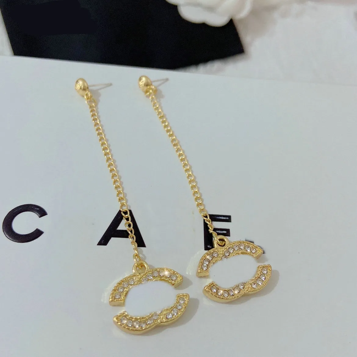 Boucles d'oreilles en diamant plaqué or avec lettres, boucles d'oreilles de styliste pour femmes, accessoires de bijoux, cadeau d'amour, 20 styles