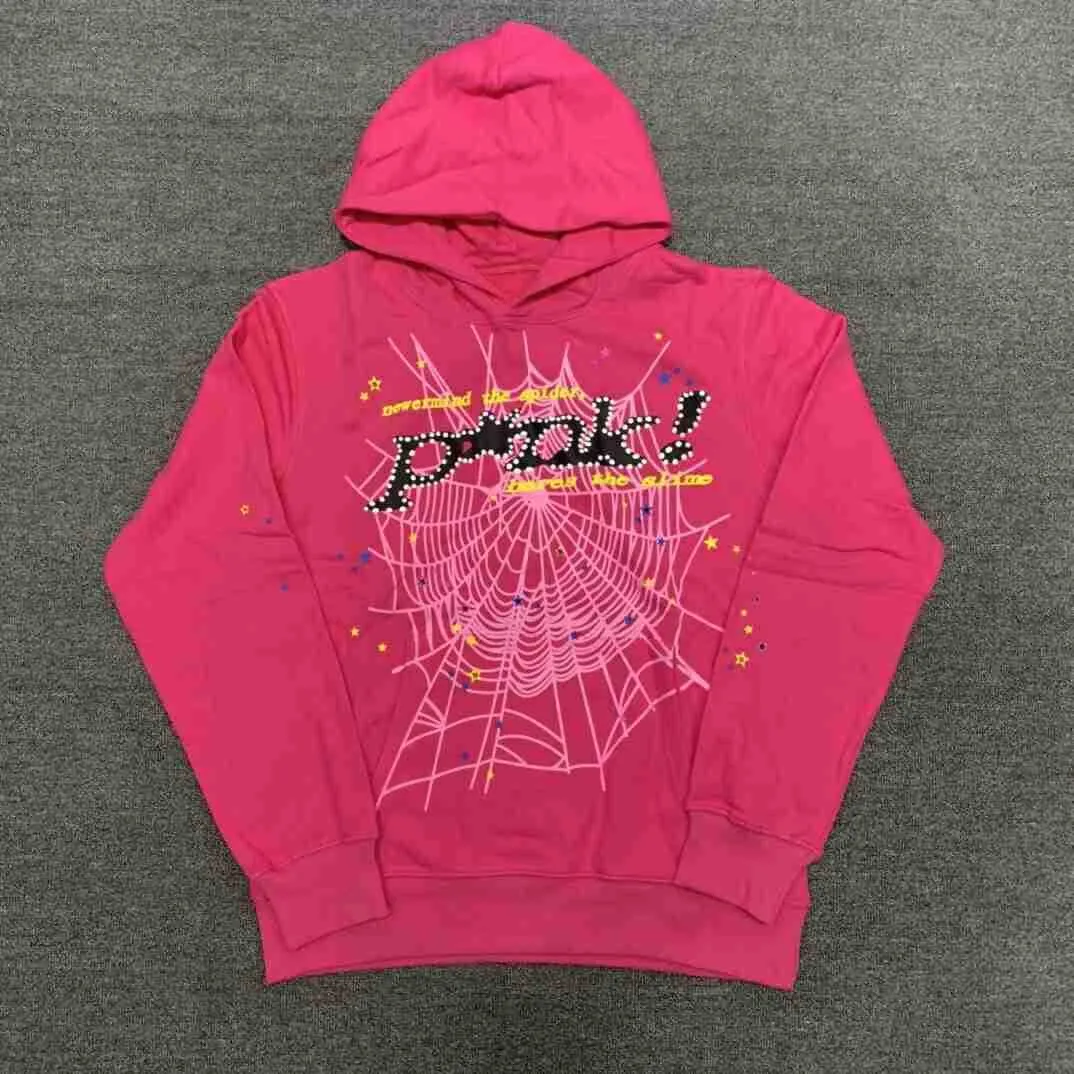 Erkek Hoodies Tişörtü İlkbahar ve Sonbahar Genç Thug Star Aynı Spder Pembe Hoodie Kazak Pantolon Set NZ61