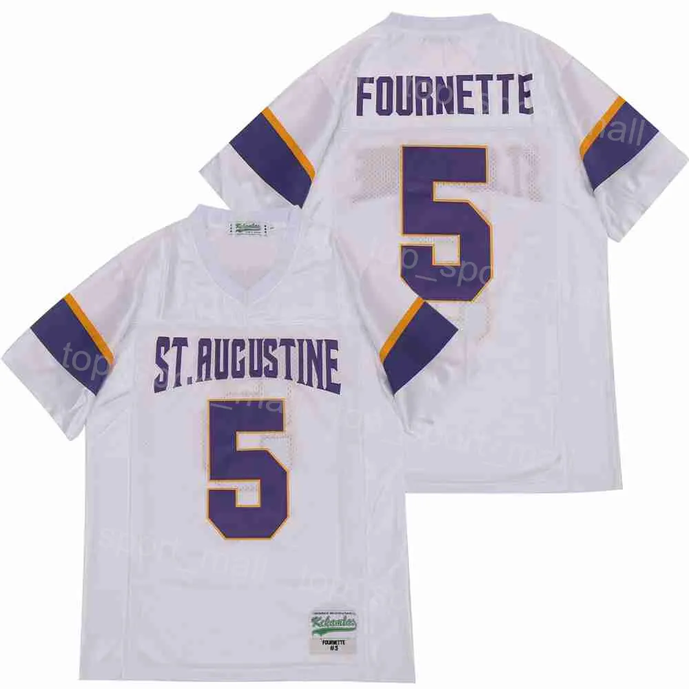 High School Football 5 Leonard Fournette Jersey St Augustine Moive Team Blanc Pur Coton Cousu Respirant College Pull Pour Les Fans De Sport Retro University