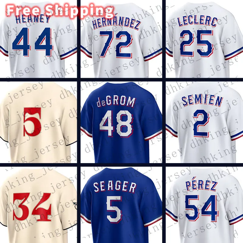 Marcus Semien Baseballtrikots Corey Seager Nolan Ryan Jacob deGrom Adolis Garcia Travis Jankowski Nathaniel Lowe Nathan Eovaldi Jonathan Leclerc