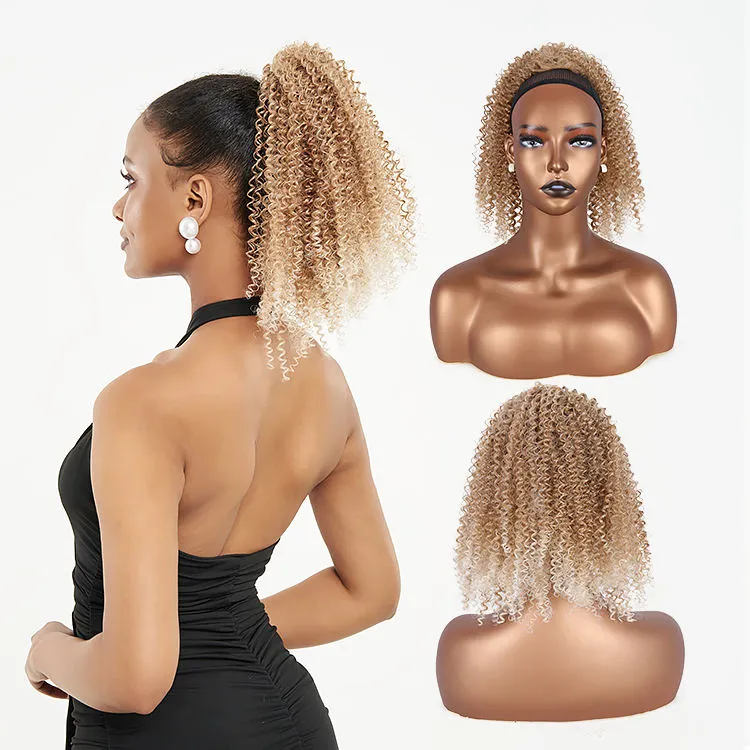 Afro Kinky Kıvırcık Çizme Ponytail Kinky Curl Sarma Pony Kuyruk Saç Uzantıları Sentetik Saç At kuyruğu