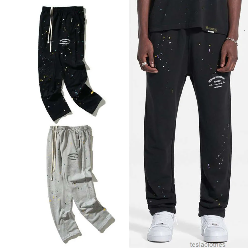 Designers calça casual streetwear jogger calças sweatpants 22ss power by representa ative high street colorido salpicado solto perna reta esportes guardas calças