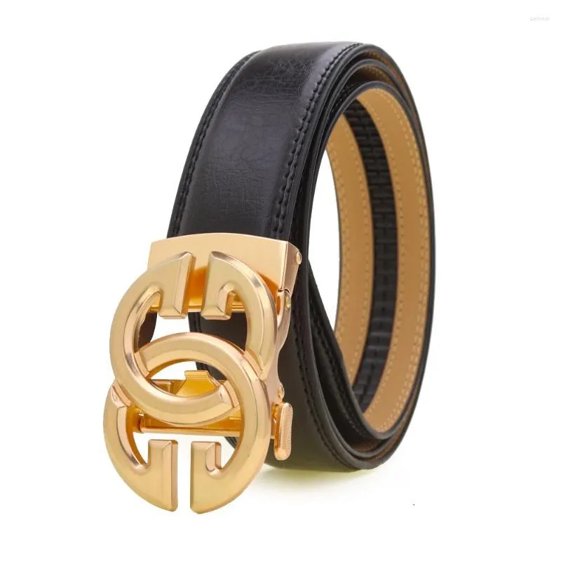 Cinturones Trabajo de lujo Hombres de negocios Metal Hebilla automática Cinturón de cuero de alta calidad para correa casual