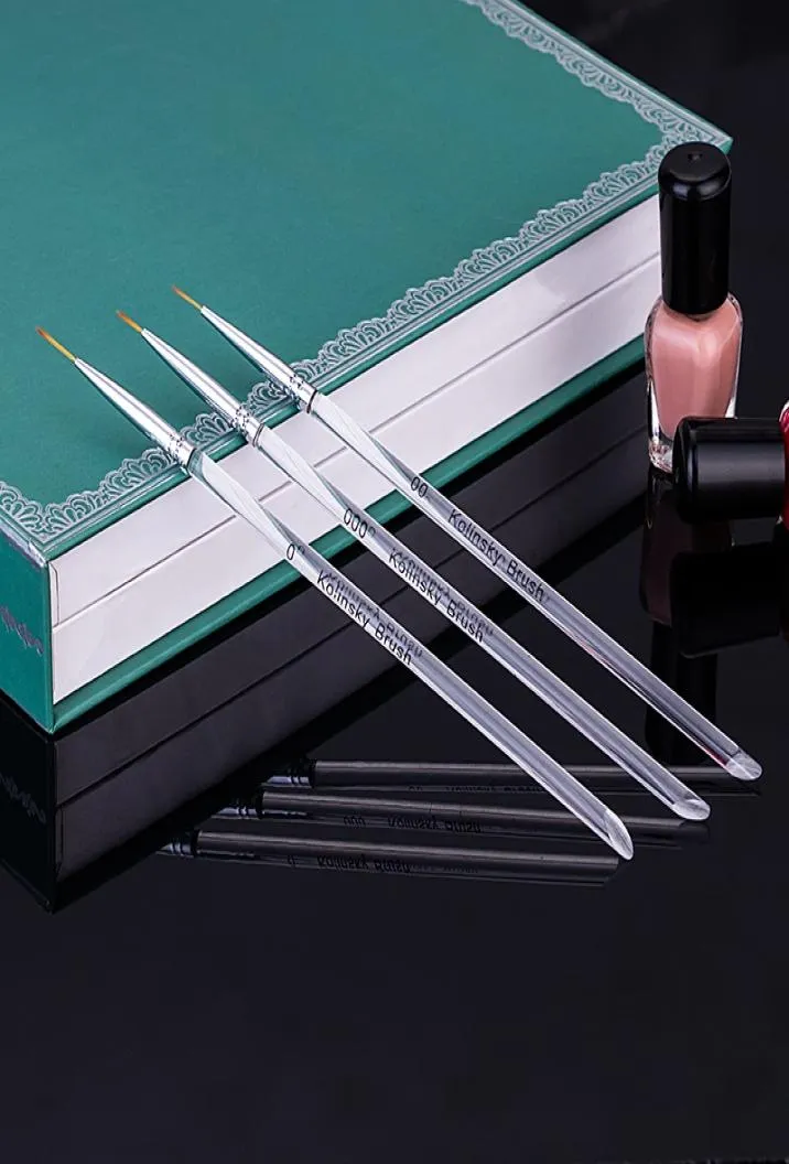 NA002 3PCS Nail Art Liner Painting Brush 7mm 9mm 11mm Nail Drawing Dotting Brushes UV Gel Acrylic Manicure Nails Brush Pen5260276