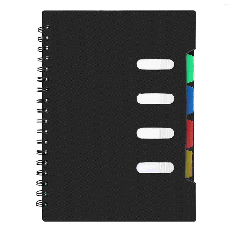 Planner Memo Book Black Binder Spiral Notebook Wide Ruled Journal Divider Notebooks