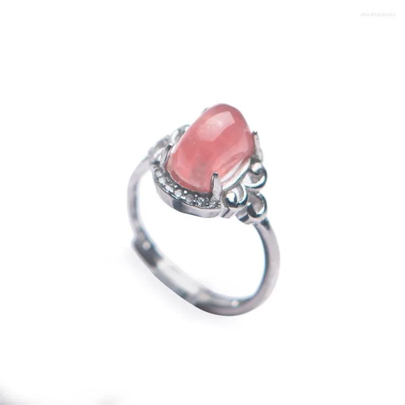 Cluster Rings 925 Sterling Silver Fashion Jewelry Party Wedding Women Lady Genuine Red Natural Rhodochrosite Ring