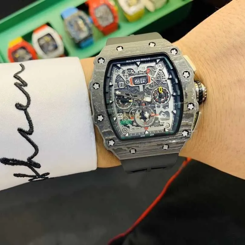 Richardmille Mens Red Devil Carbon Fiber Sports Style Watch With