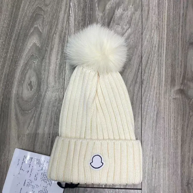 Beanie bonnet presente e chapéu de malha designer beanie chapéu de lã feminino grosso malha grossa quente pele sintética pom gorros chapéus feminino bonnet b s s onn