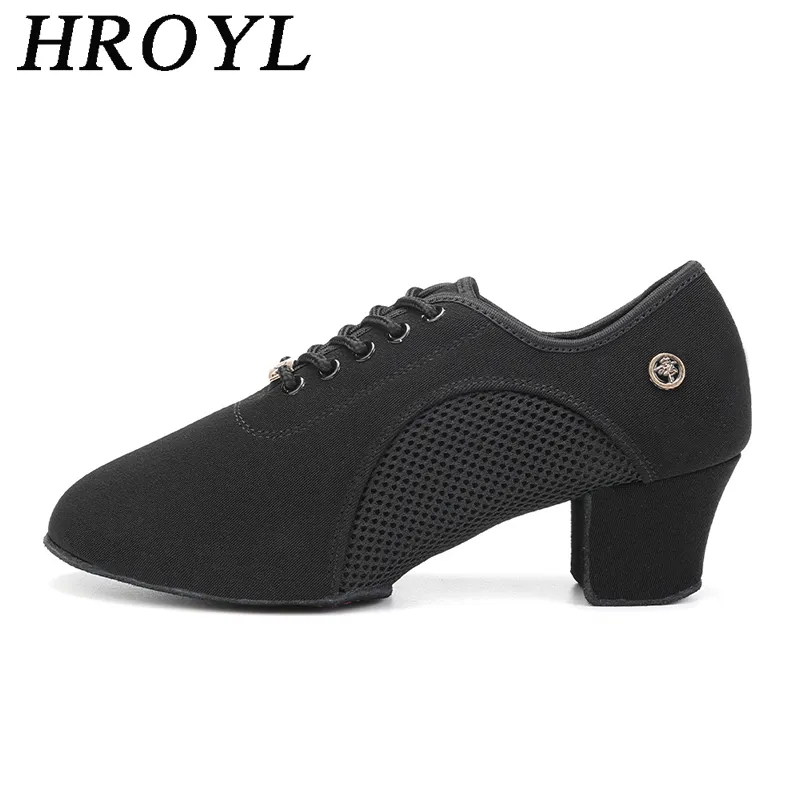 Dansskor Hroyl Latin Ballroom Dance Shoes for Women Lace-Up Practice Stängd tå Modern Salsa Dance Teaching Performance Dancing Shoes 230420