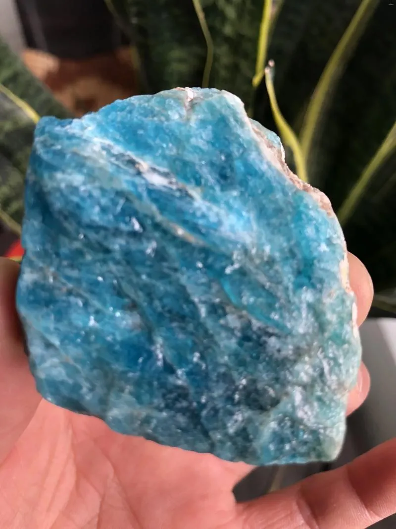 التماثيل الزخرفية 120G Azul Apatita Cristal Natural Pedra Bruta Fosforito Amostras Minerais Cura