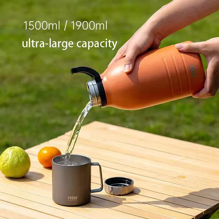 Mugs 1500ml 1900ml Stainless Thermos Bottle Large Capacity Thermal Water Outdoor Climbing Thermo Mug Camping Insulated Cup 231118