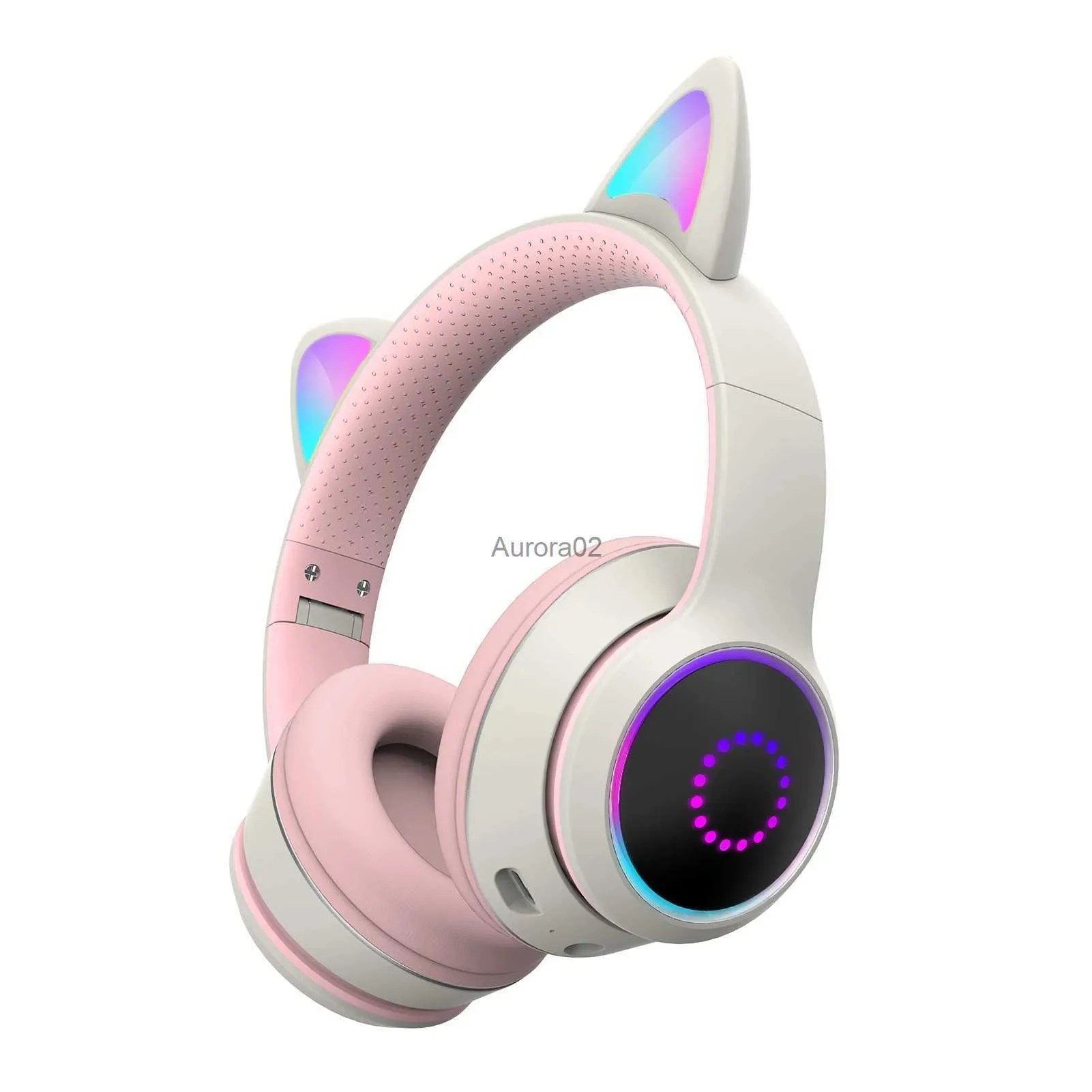 Écouteurs de téléphone portable Oreille de chat Casque de jeu sans fil pour tablette PC Audio Mignon Voyage à la maison Clignotant 5.0 avec lumière LED Cadeau de mode Stéréo YQ231120