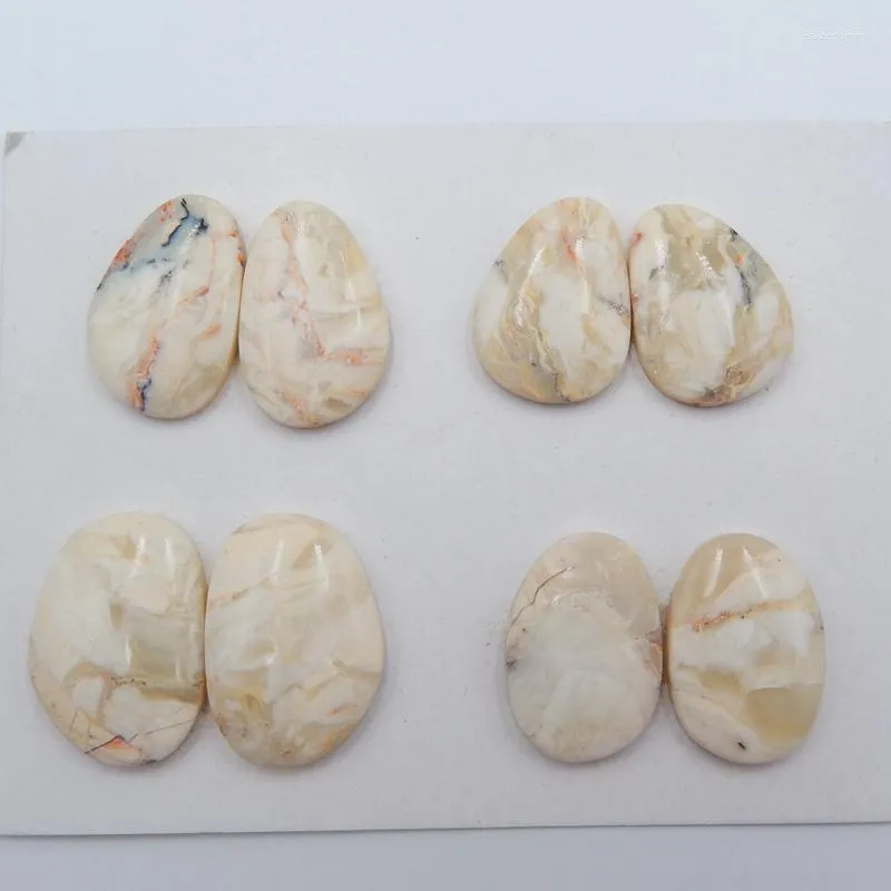 Lösa ädelstenar naturliga stenar 4 par gult opal mode cabochon 25x17x5mm22x15x5mm21g