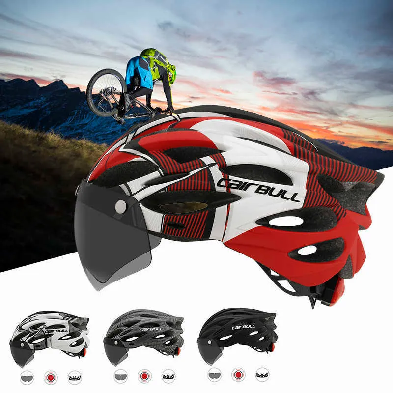 Cycling Helmets Bicycle Helmet With Glasses Rear Light Intergrally-molded Cycling Helmet Mountain Road Bike Helmet Sport Safe Hat For Man P230419