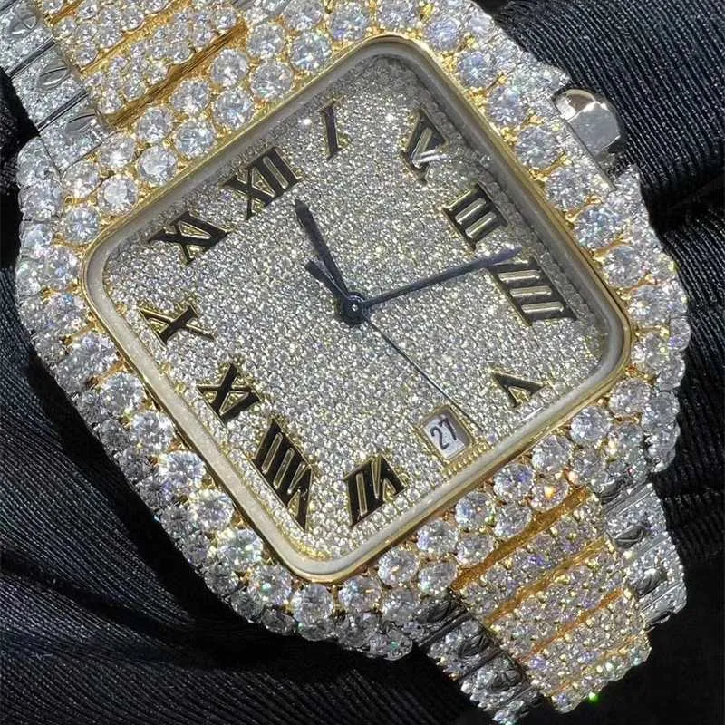 2023 Nieuwe versie Moissanite Cartis Stones Horloges Goud Zilver Pass Test Heren Diamanten Topkwaliteit Automatisch Mechanisch Eta-uurwerk Luxe Volledig Iced Out