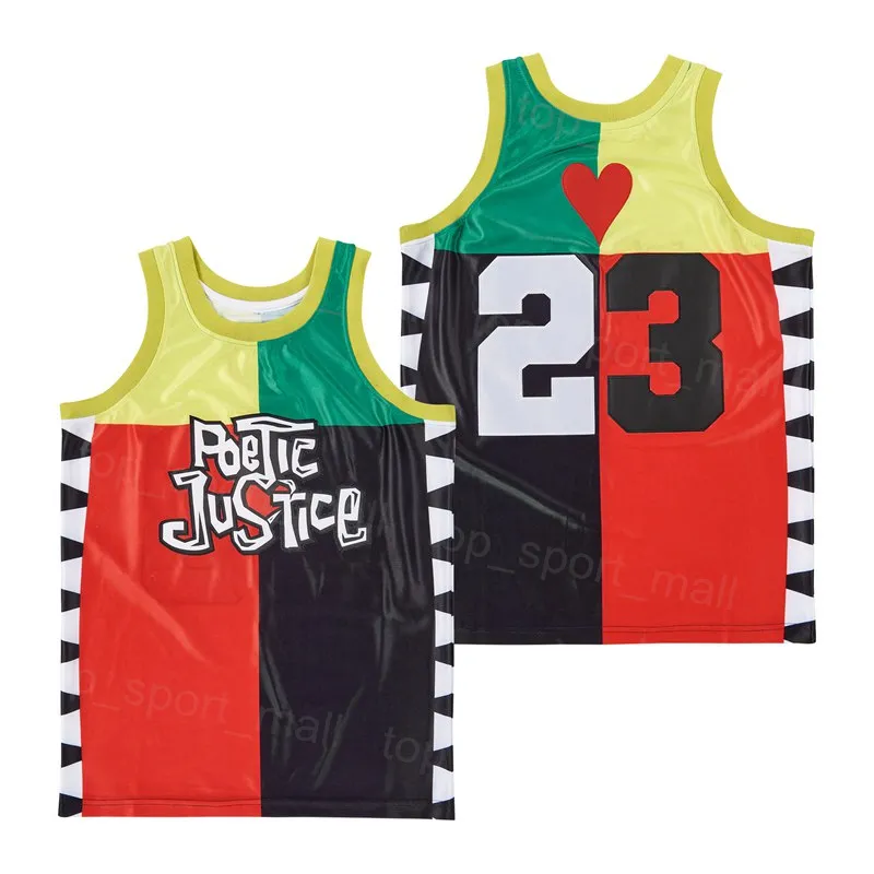 Film Basketball Film Poetic Justice Jersey 23 Love 1993 HipHop High School University für Sportfans Vintage Team Farbe Rot Shirt Atmungsaktiver genähter Pullover