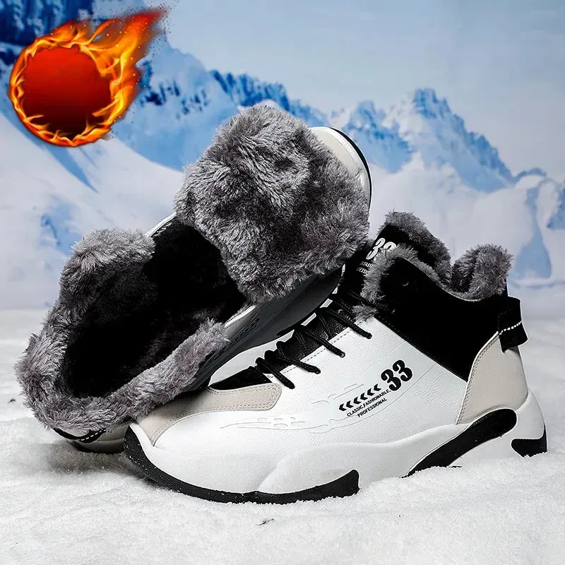 Buty Zima Keep Warm Fur Men Men Sneakers High Top Up Kids Sport Buty Basket Homme Plush Casual 231120