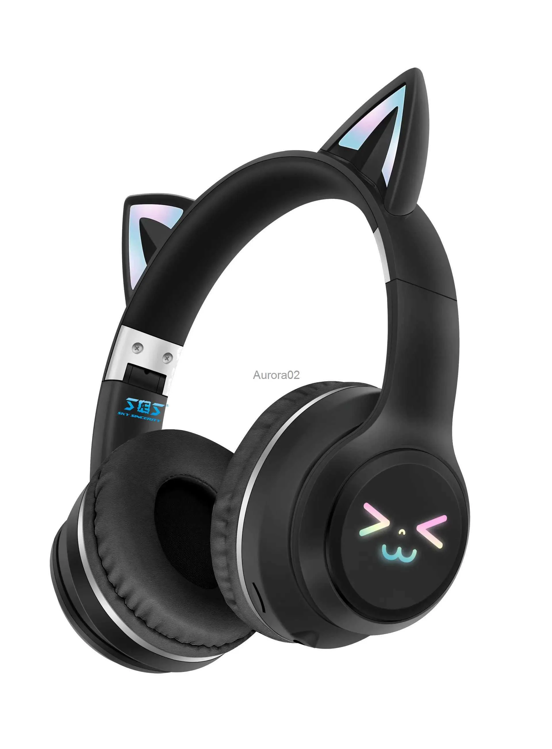 Écouteurs de téléphone portable Oreilles de chat asymptotiques Casque enfant Sans fil Bluetooth Écouteur Microphone Lumineux FM SD TF carte Gaming Light Casque YQ231120