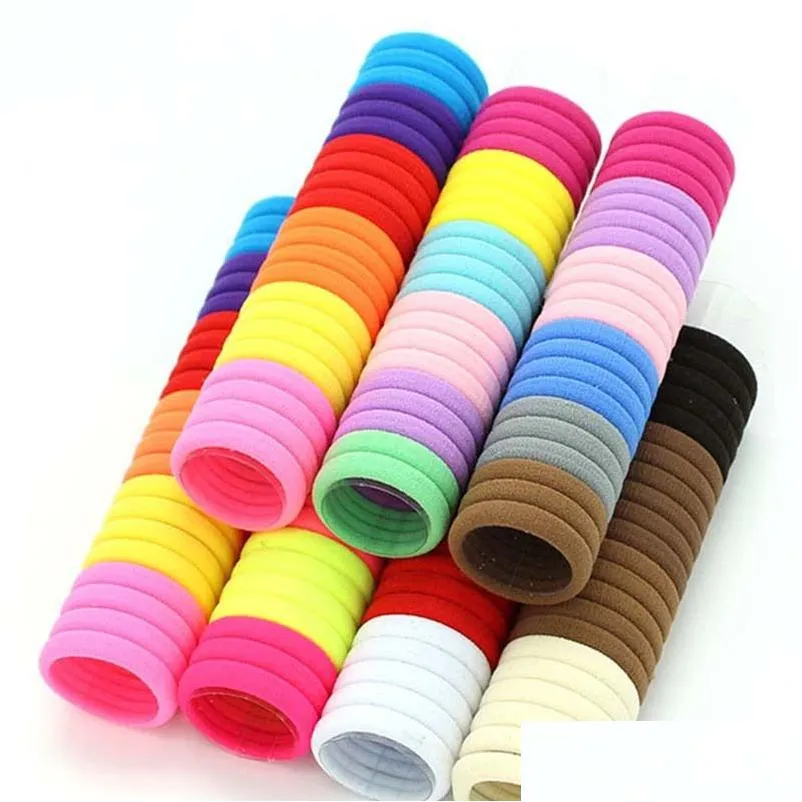 Hair Rubber Bands 50Pcs Girls Solid Color Elastic Hair Bands 3Cm Ponytail Holder Gum Headwear Ties Accessories Drop Delivery Dhgarden Otvnm