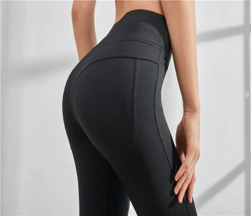 Solid Color Yoga Pants for Women High midja Tight träning Yoga Gym Leggings Elastic Full Strumpbyxor för inomhus och utomhus jogging9847225