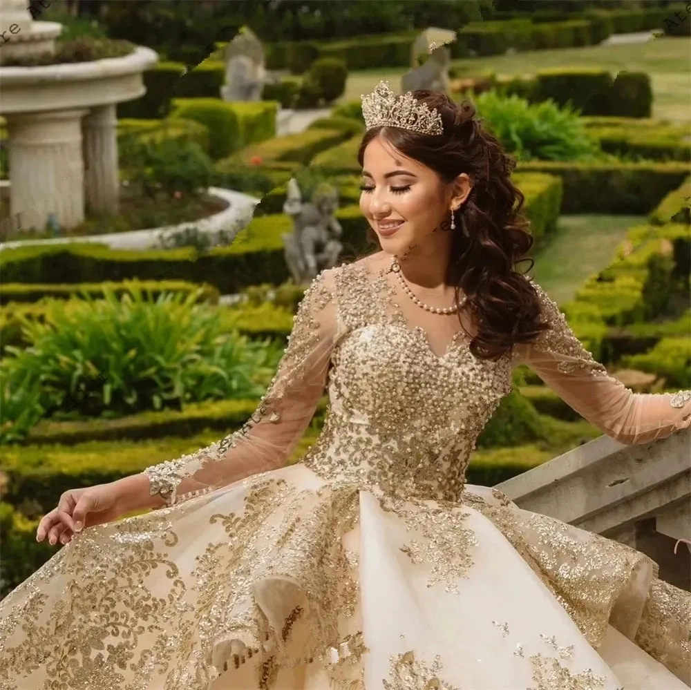 17+ Champagne Gold Quince Dress