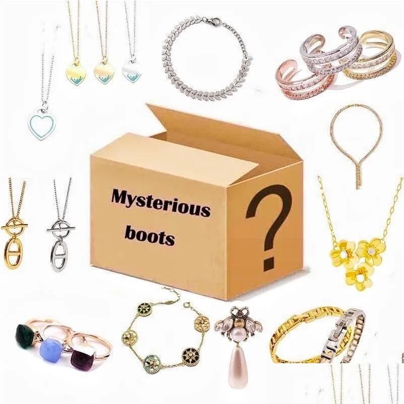 Charm Bracelets Luxury Gifts For Woman Man Jewelry Christmas Blind Box Lucky Mystery One Random Necklace Bracelet Ear Dhhai