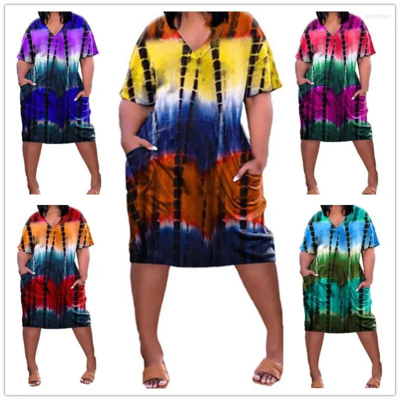 Casual Dresses Pocket Party Dress Elegant Summer Vintage Sundress V-Neck Beachnative Africa Women Print Midi Bohemian Beach