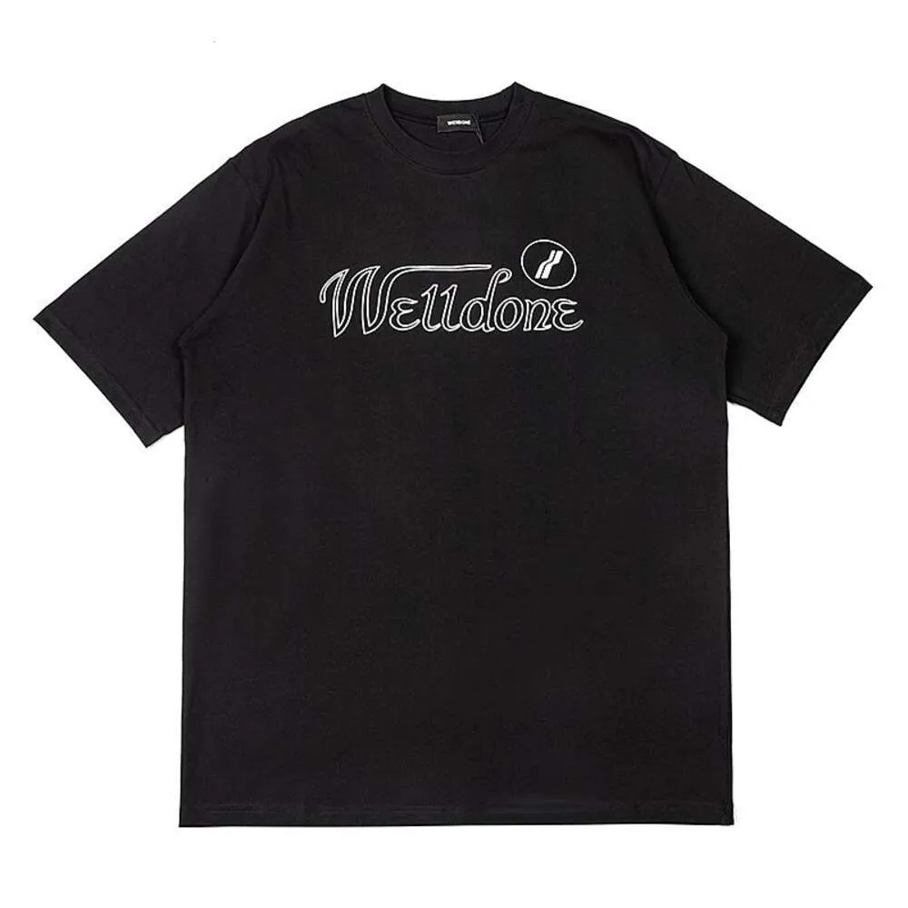 we11done Tees Tシャツ高級メンズデザイナーファッション服トレンディーウェルドーンシグネチャーブレットスクリーンプリント半袖